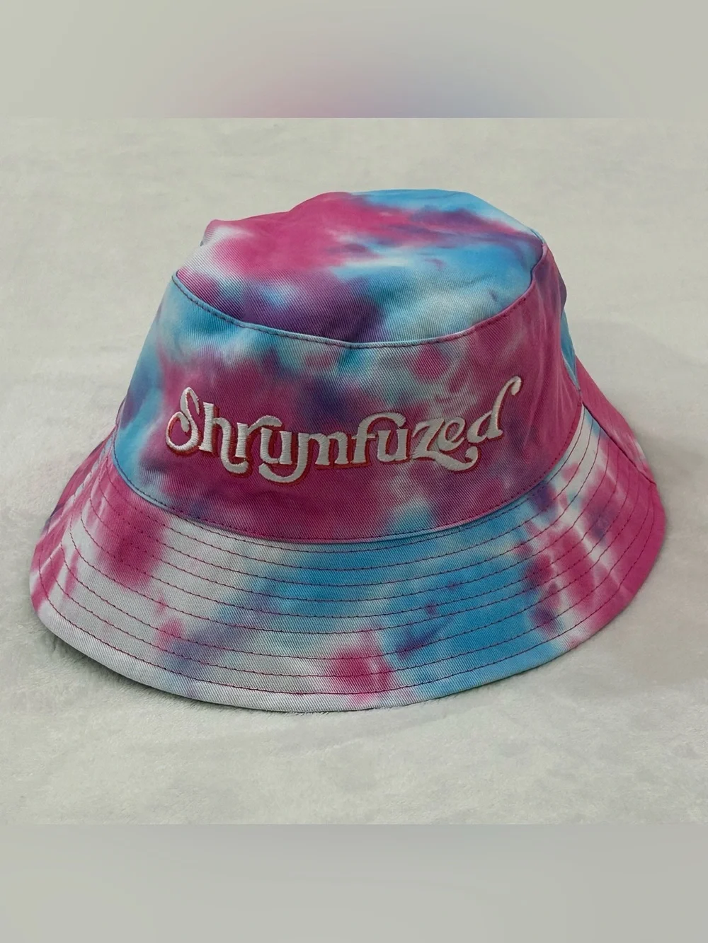 Shrumfuzed Tie Dye Embroidered Logo Reversible Green All Over Print Bucket Hat